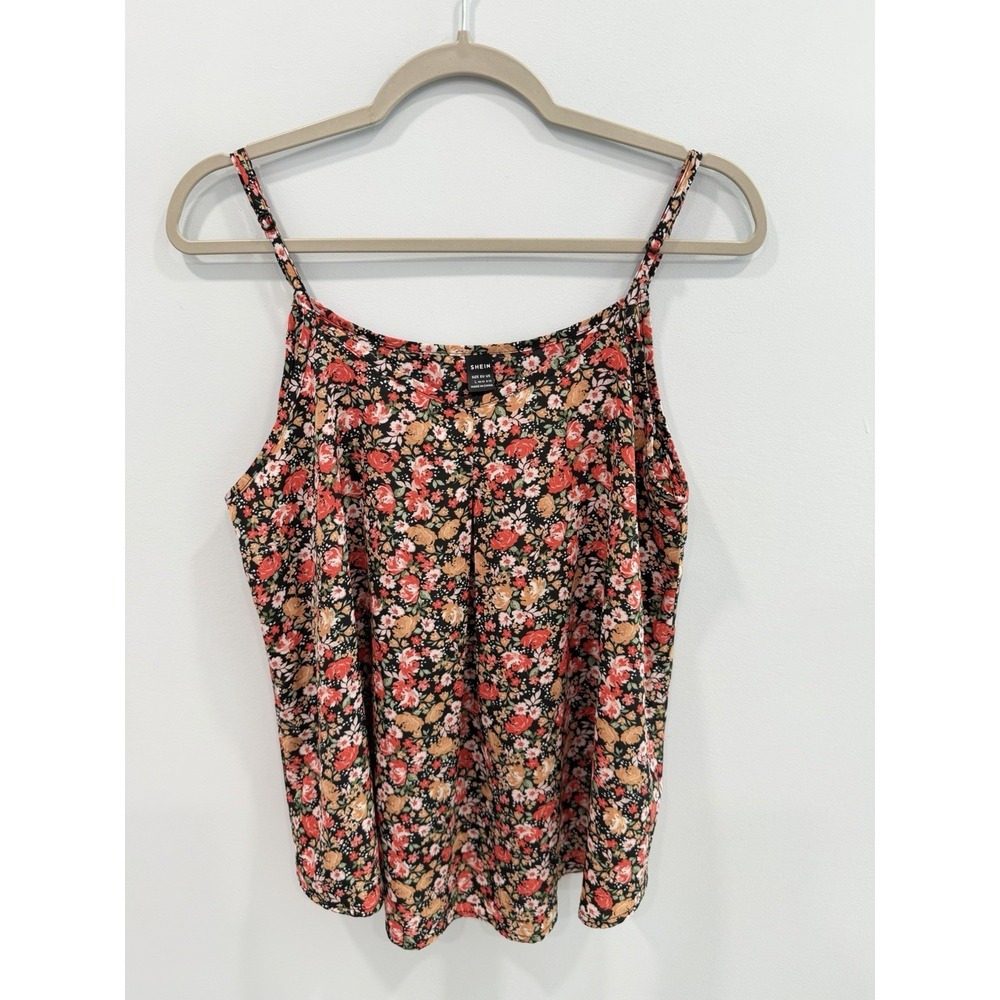 Shein Floral Womens V-Neck Cami Top Spaghetti Strap Lightweight Size 8/10